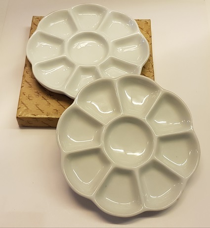 9格梅花型調色盤 Porselein mengpalet 9 vakken/Porcelain Plate 9 Sections