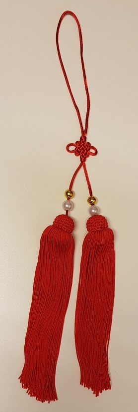 中國結雙管流蘇-紅色 Dubbel kwast rood met Chinese knoop/Double Tassel Red With Chinese Knot